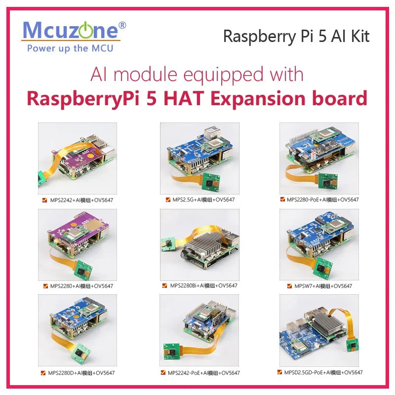 Raspberry Pi 5 AI HAT Kit,PCIe to NVME SSD HAT,support 2242,2230, Artificial intel ligenceHailo-8L AI for RPi5 Custom