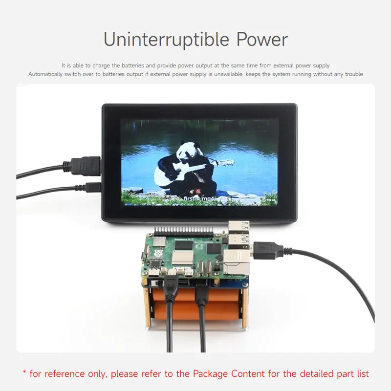 Raspberry Pi 5 UPS HAT (E) 5V 6A Bi-directional Fast Charging Uninterruptible Power Supply Supports 4x21700 Li Batteries (Not