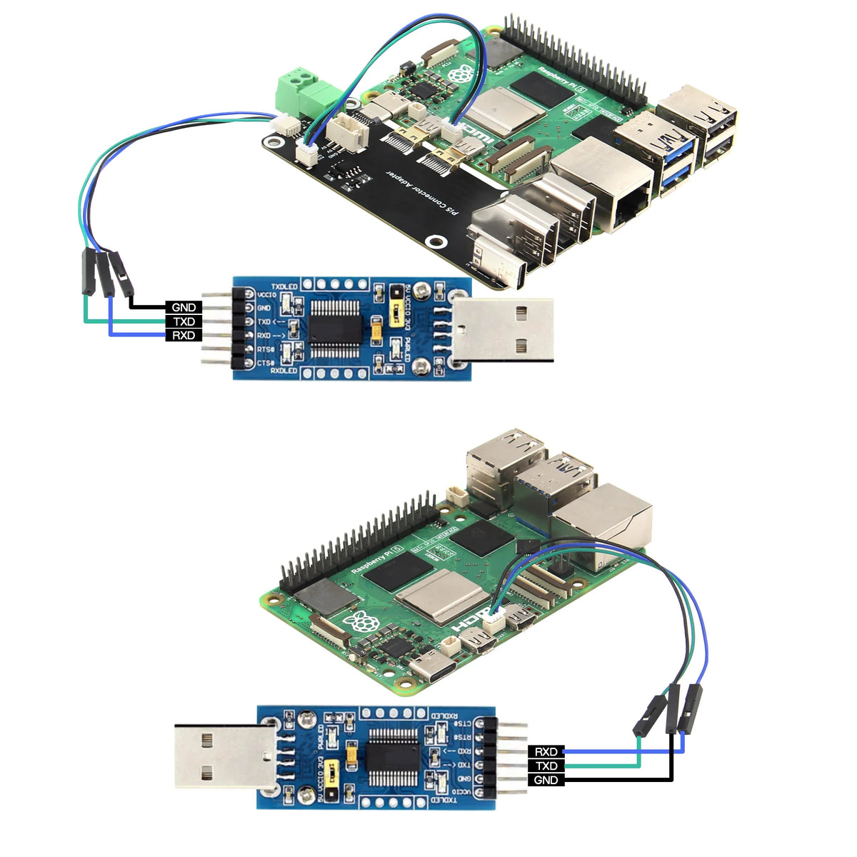 Micro HD to HD Multifunctional Adapter, Compatible with Raspberry Pi 5 / 4B, Two Power Supply Methods, Supports Dual 4K Outp