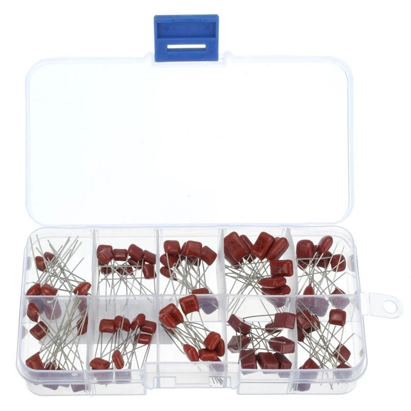 Custom 100 pcs Metallized Polyester Film Capacitors Assortment Kit, 10nF ~ 470nF High precision and stabilityManufacturer