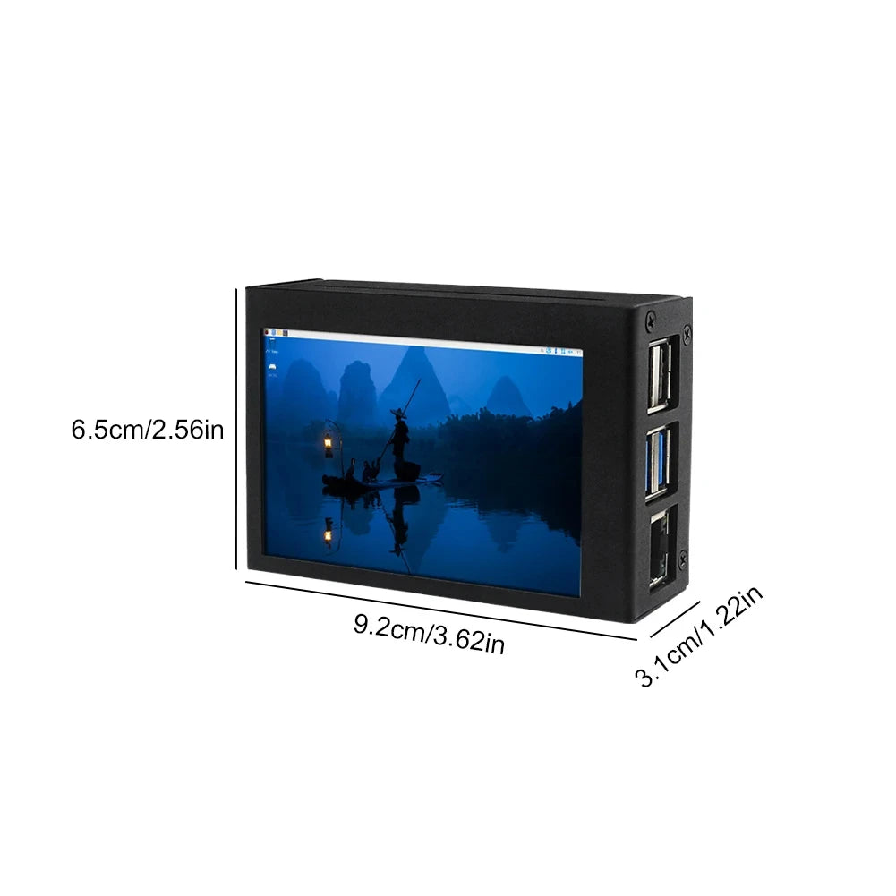 Raspberry Pi 5 Metal Case 3.5Inch Touch Screen Protective Shell Support Install Cooling Fan Heat Sink for Raspberry Pi 5
