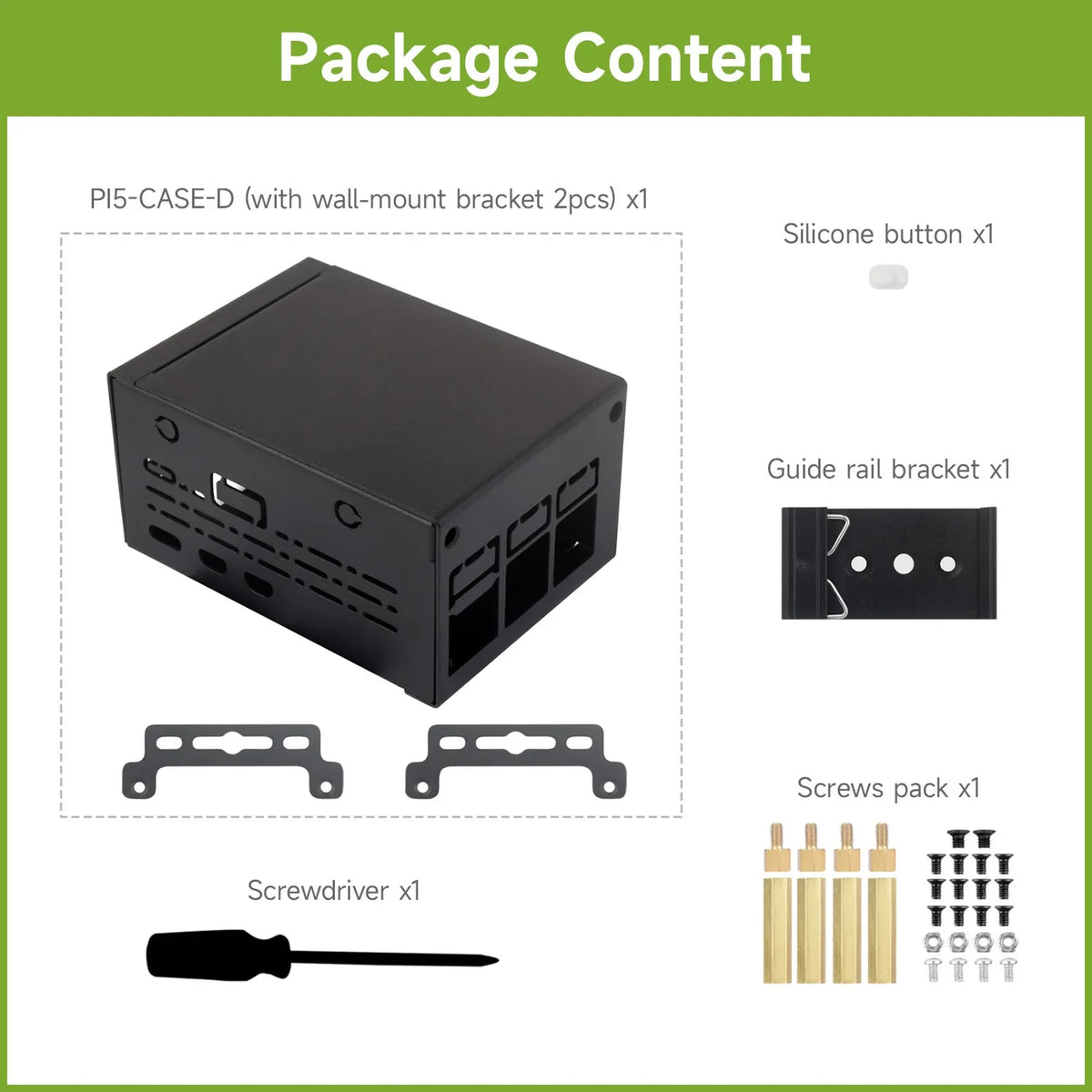 Industrial Grade Metal Case (D) for Raspberry Pi 5, Larger Internal Space, Supports Installing Official Cooling Fan Custom