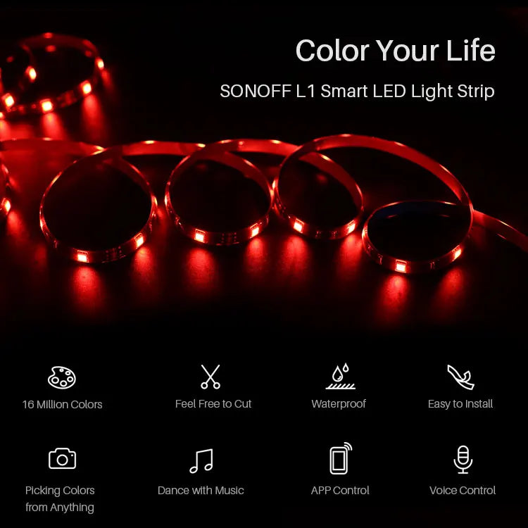 Custom Lonten  L1 Smart LED Light Strip Dimmable Waterproof WiFi Flexible RGB Strip Lights Work with Alexa Google Home EWelink Dance Manufacturer
