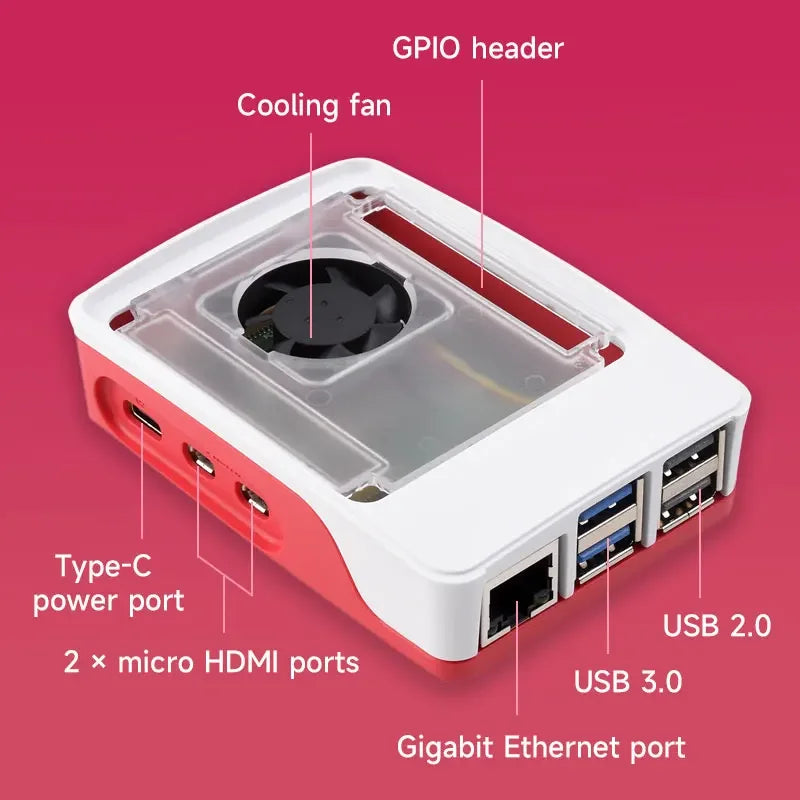 Raspberry Pi 5 ABS Case with Temperature Controlled PWM Fan Support Cluster Stacking for Raspberry Pi 5