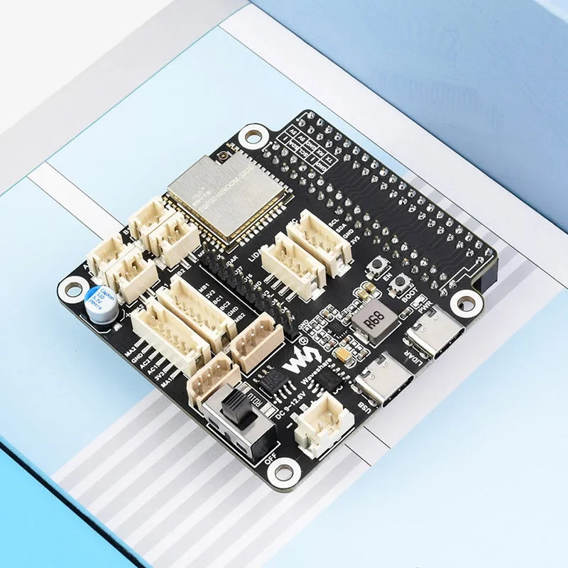 Raspberry Pi 5/4B Motor Driver Board - 9-Axis IMU Smart Car Kit with ESP32 & ROS Robot Expansion Module