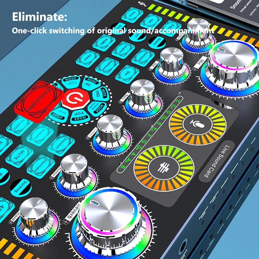 Custom LT Live Sound Card Studio Record Soundcard BT Microphone Mixer Voice Changer Live Streaming Sound Mixer Podcast Karaoke Home Manufacturer