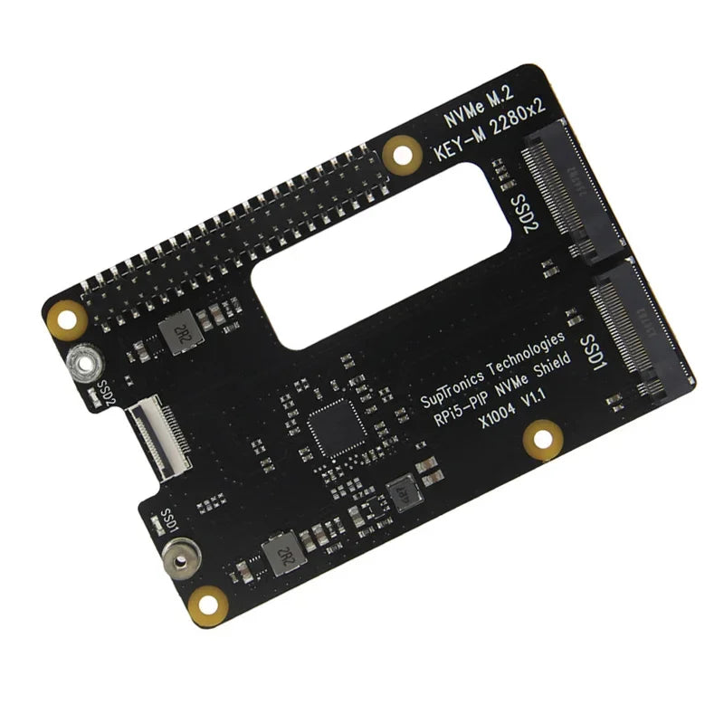 Raspberry Pi 5 PCIe To M.2 NVMe Dual SSD Adapter Board HAT Pi5 Double 2280 X1004 (NOT Support BOOT From NVME SSD