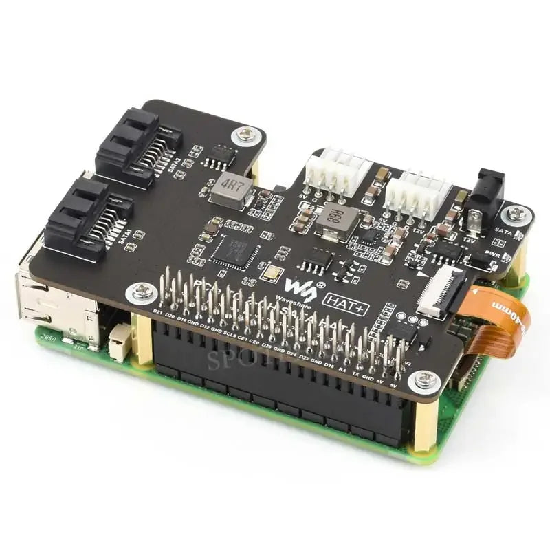 Raspberry Pi 5 PCIe to SATA Expansion Board with EEPROM HAT+  PCIe TO 2-CH SATA HAT+