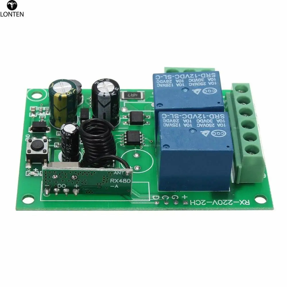 Custom Lonten 315/433Mhz Wireless Remote Control Switch AC 250V 110V 220V 2CH Relay Receiver Module with RF Remote Controls Manufacturer