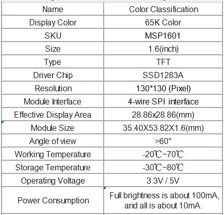 Custom 1.6" inch TFT IPS LCD Transflective Display Module LCD Display DIY SPI Serial Port 130*130 Communicate for Arduin0 Manufacturer