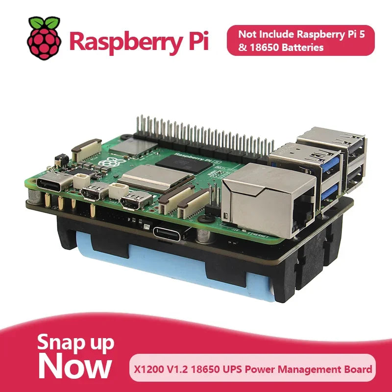Custom Raspberry Pi 5 18650 UPS, X1200 V1.2 Power Management Board with Auto Power on For Pi 5 Custom