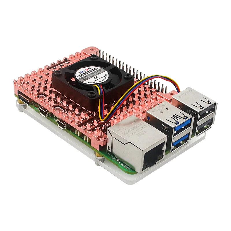 Raspberry Pi 5 Pure Copper Heatsink Acrylic Base Case Optional Fan Passive Active Cooling for  Raspberry Pi 5