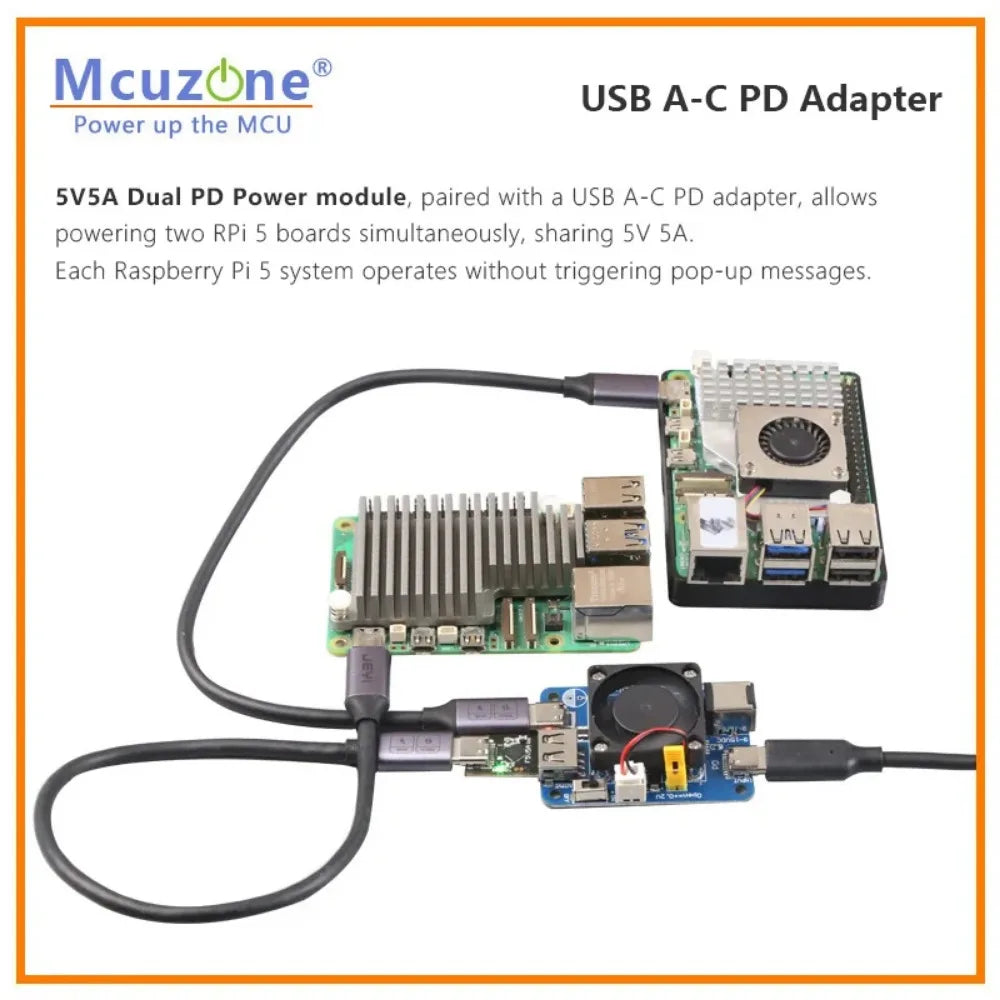 Raspberry Pi5 USB A-C PD Adapter,USB-A to USB-C Adapter with 5V5A PD Protocal for Raspberry Pi 5 Custom