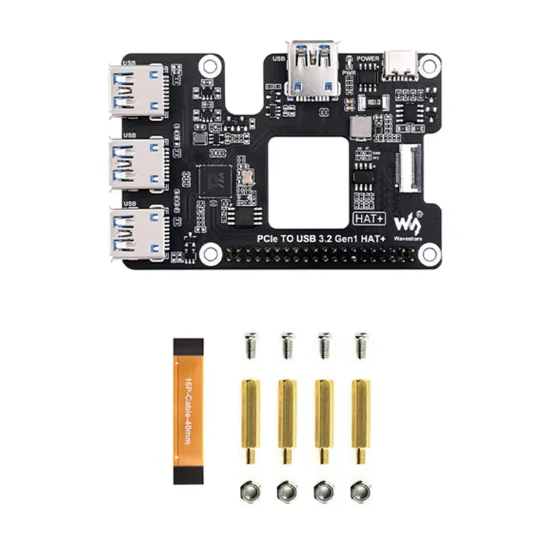 Raspberry Pi 5 PCIe To USB 3.2 Gen1 HAT PCIe to USB HUB 4x High Speed USB Ports
