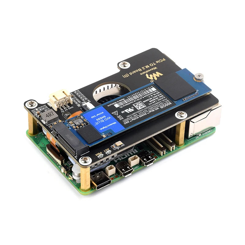 Custom Raspberry Pi 5 PCIe To M.2 Adapter Board (D) NVMe M.2 SSD 2280 / 2260 / 2242 / 2230 Size Gen2 Gen3 Support for RPi 5