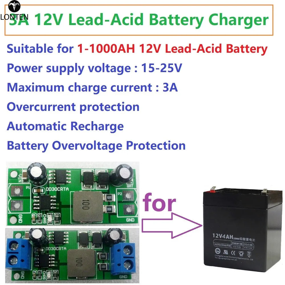 Custom 3A 12V 1-1000AH Lead-Acid Battery accumulator storage cell Charger Charging for UPS Car Solar motorcycles electric road vehicle Manufacturer