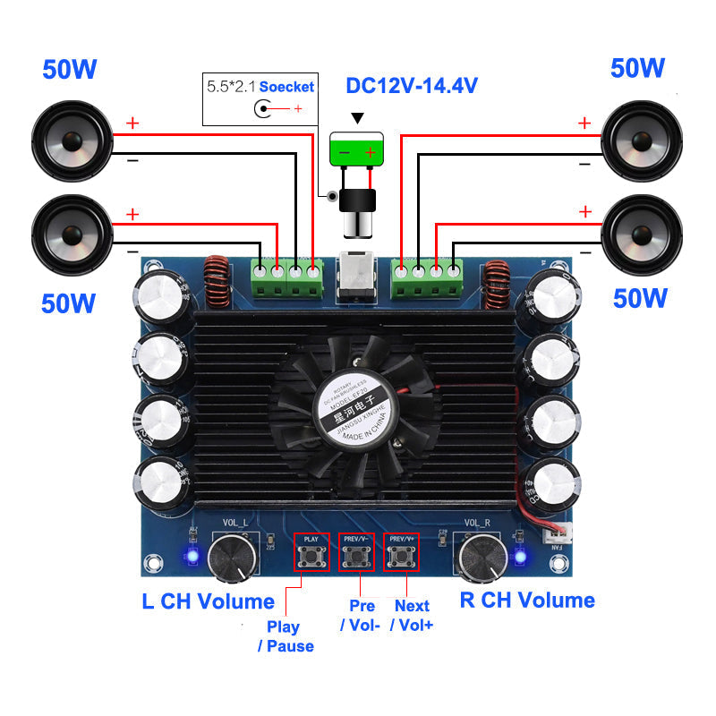 4*50W TDA7850 Audio Power Amplifier Board Class AB 4 Channel Subwoofer Car Stereo Home Theater audio Amplifiers pcb assembly