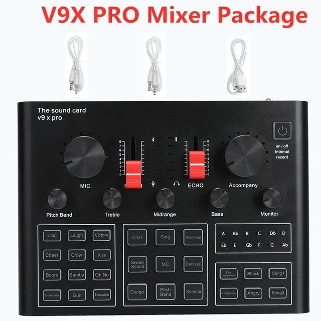 Custom V8XPRO Audio Mixer BM800 Condenser Microphone Live Sound Card BT USB Game DSP Recording Professional Streaming V9X Phone Manufacturer