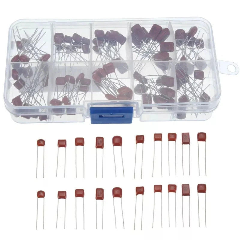 Custom 100 pcs Metallized Polyester Film Capacitors Assortment Kit, 10nF ~ 470nF High precision and stabilityManufacturer