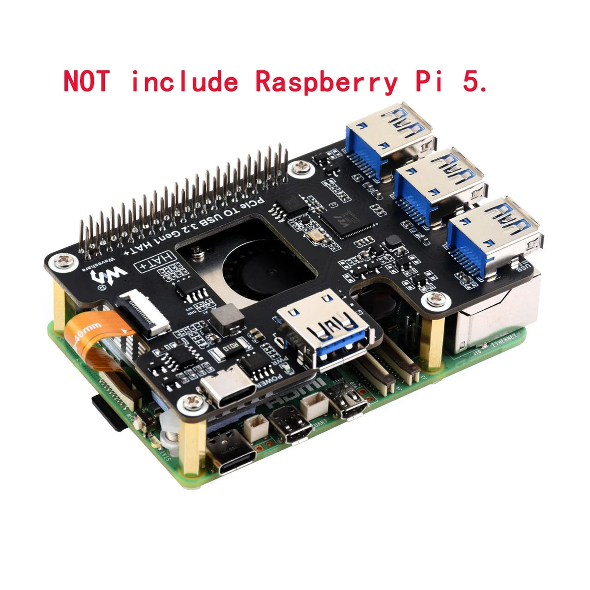 PI5 PCIe To USB 3.0 HUB Expansion Board for RasPi RPI Raspberry Pi 5 Projects 4GB 8GB 16GB RAM HAT Breakout Shield Accessories