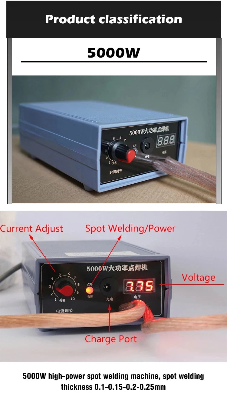 Custom 5000W Mini Spot Welder 18650 Kit DIY Battery Pack Welding Tools Portable Spot welding Machine Pen for 0.1/0.15/0.2/0.25mm Manufacturer