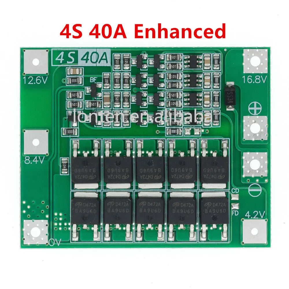 Custom 3S/4S 40A/60A Li-ion Lithium Battery Charger Protection Board 18650 BMS For Drill Motor Enhance/Balanced 11.1V/12.6V/14.8V/16.8V Manufacturer