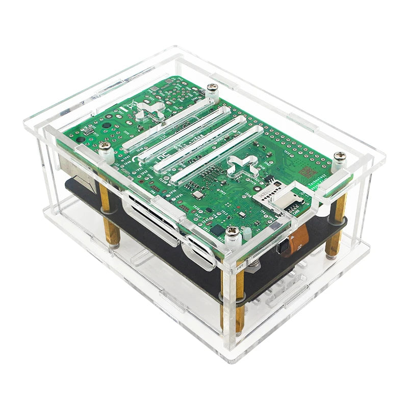 Acrylic Case for Raspberry Pi 5 (PoE M.2 HAT+ B & PCIe to M.2 Board D)-Only Case HAT Not Included