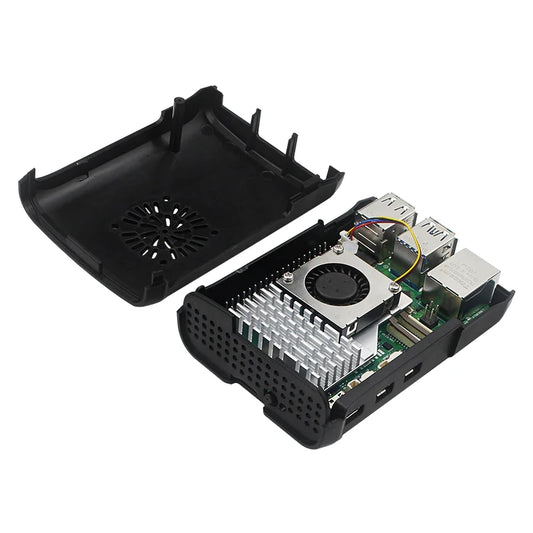 Raspberry Pi 5 ABS Case Black Plastic Shell Compatible for Active Cooler Speed Adjustable PWM Fan for RPI 5 Pi5