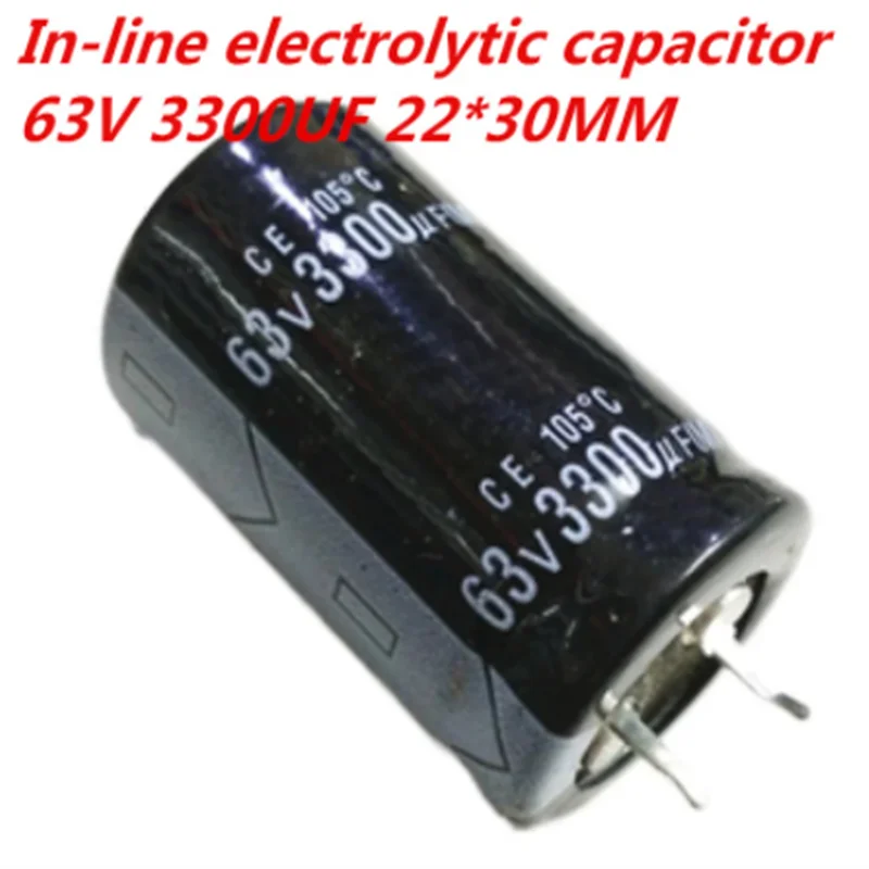 Custom 2-10pcs High quality 63V3300UF 22*30MM  aluminum electrolytic capacitor 63V 3300UF 22*30MM Manufacturer