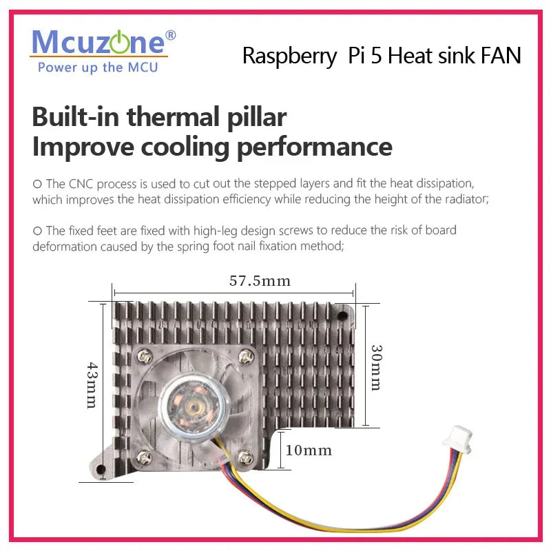 Raspberry Pi 5 Heat Sink FAN Aluminum Alloy Material | Anti-oxidation | Good Thermal Conductivity Custom