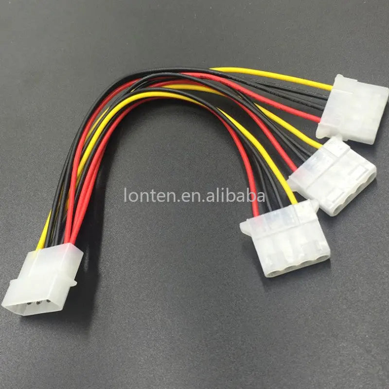 Custom Custom 4Pin IDE Power Cables 4 Pin Molex Male To 3 Port Molex IDE Female Power Supply Splitter Adapter Cable 20cm 22AWG Manufacturer