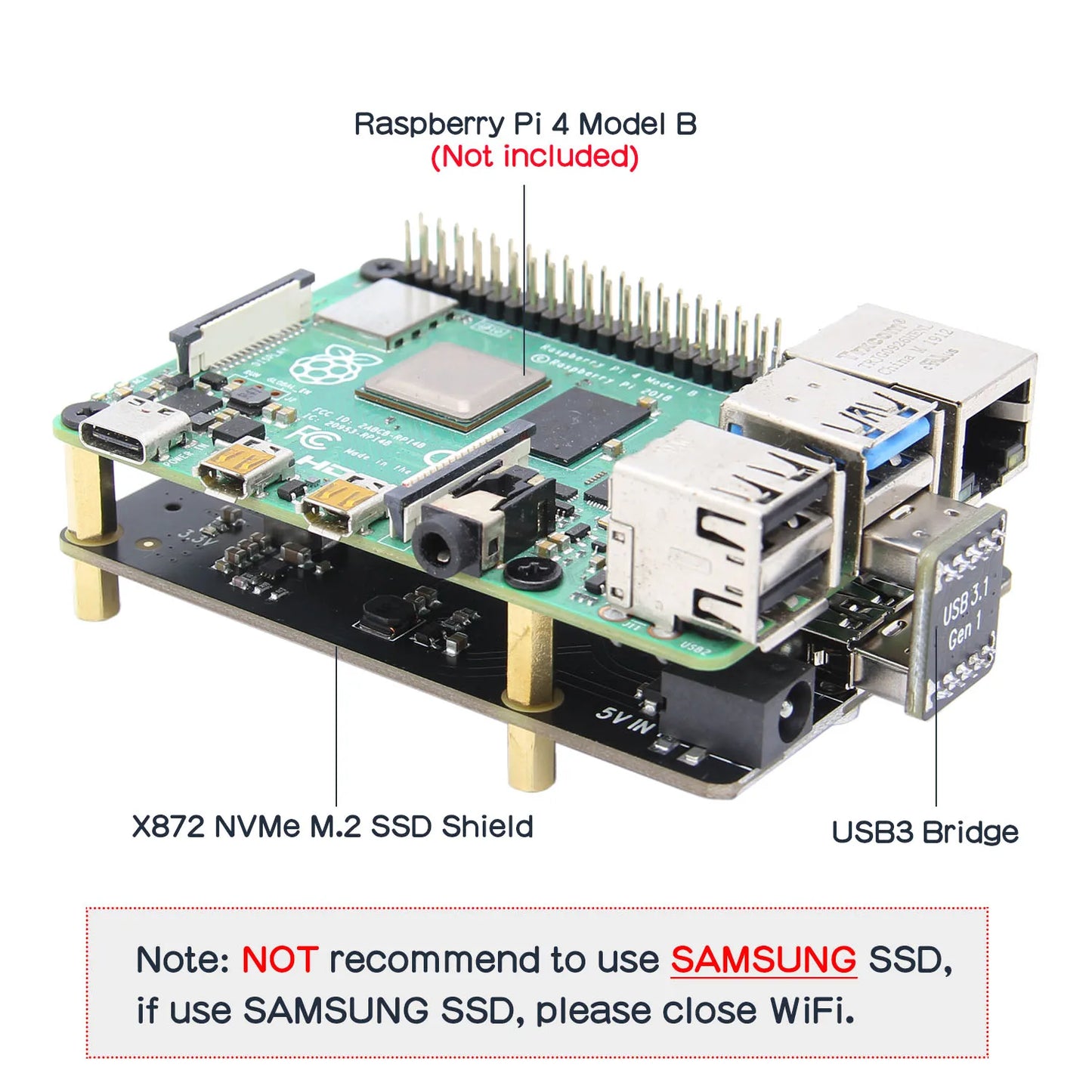 Custom Raspberry Pi X872 NVMe M.2 2280 SATA SSD Shield/Expansion Board for Raspberry Pi 4 Model B Manufacturer