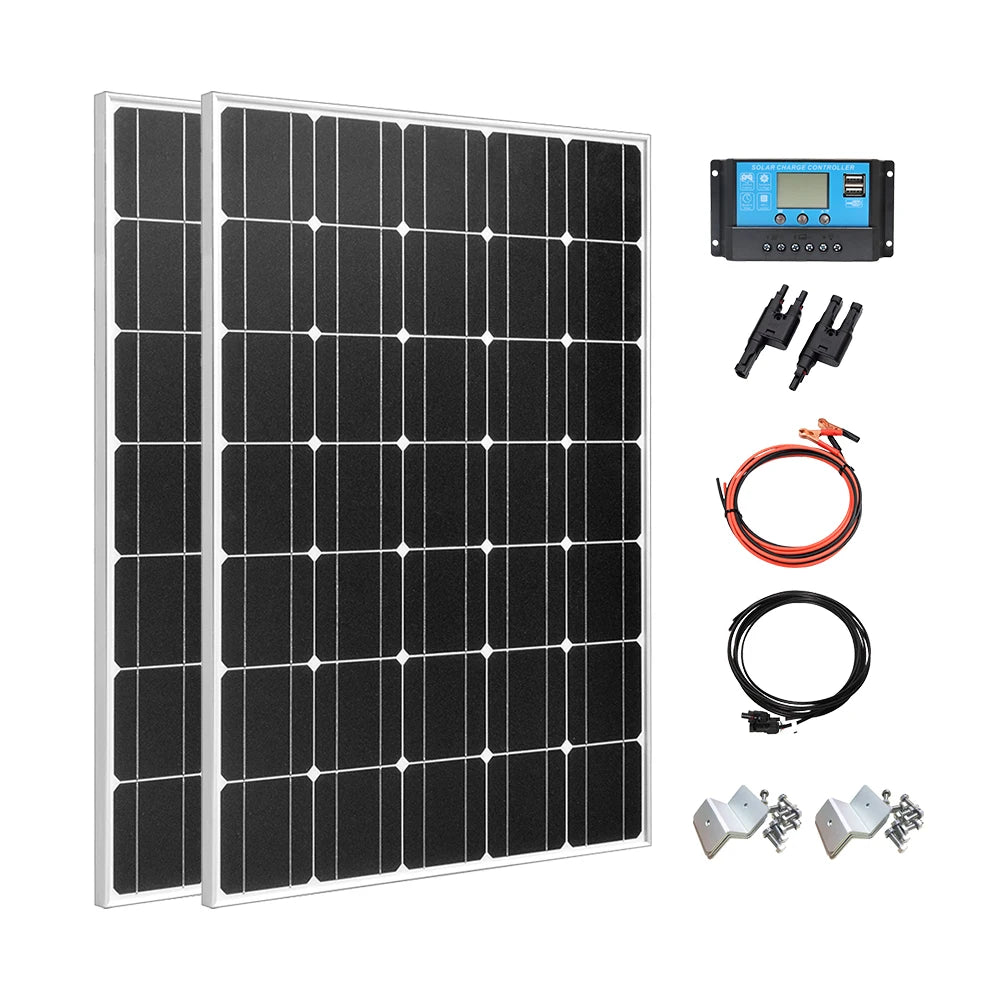 Custom 100W 200W Glass Solar Panel Monocrystalline Cell Photovoltaic Panels Solar System Kit Manufacturer