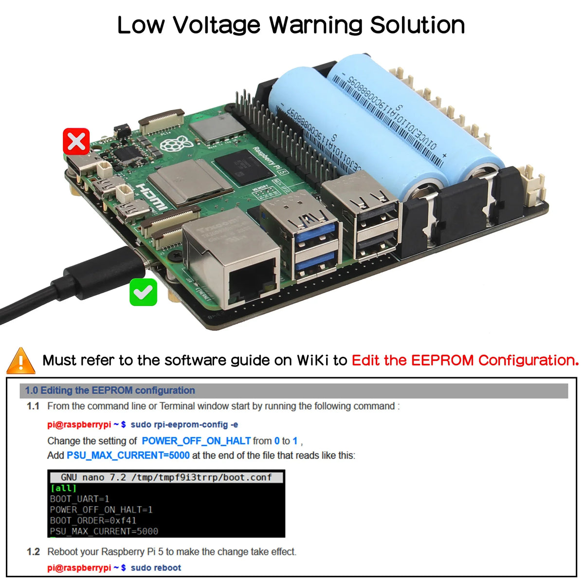 Raspberry Pi 5 18650 UPS, X1201 V1.1 Power Management Board with Auto Power on for Pi 5