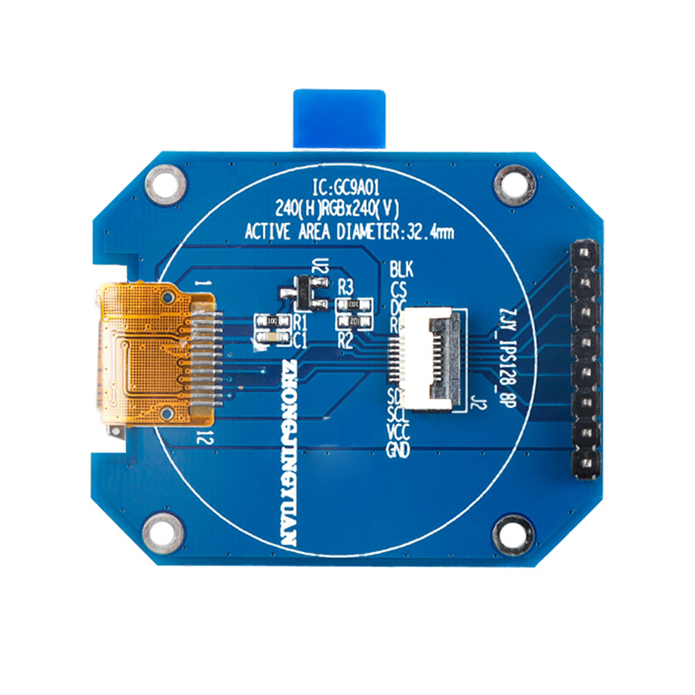 1.28 inch round TFT LCD screen display 128*128 RGB screen SPI interface GC9A01 driver 32.4mm 8Pin Custom