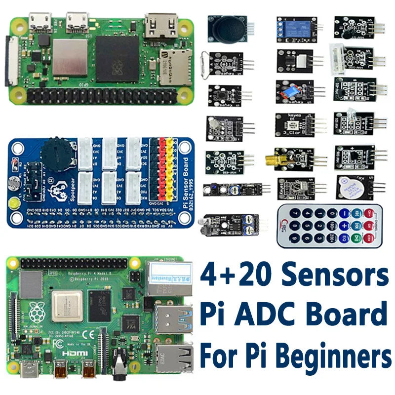 Custom Raspberry Pi Zero 2W or 4B or Pico Starter kit Board AD Sensor expansion board +20 Modules Manufacturer