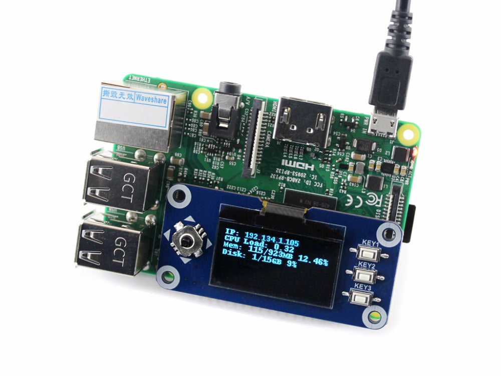 1.3 inch OLED display HAT for Raspberry Pi 2B/3B/3B+/Zero/Zero W,128x64 pixels,SPI,I2C interface,embedded controller Custom PCB Custom