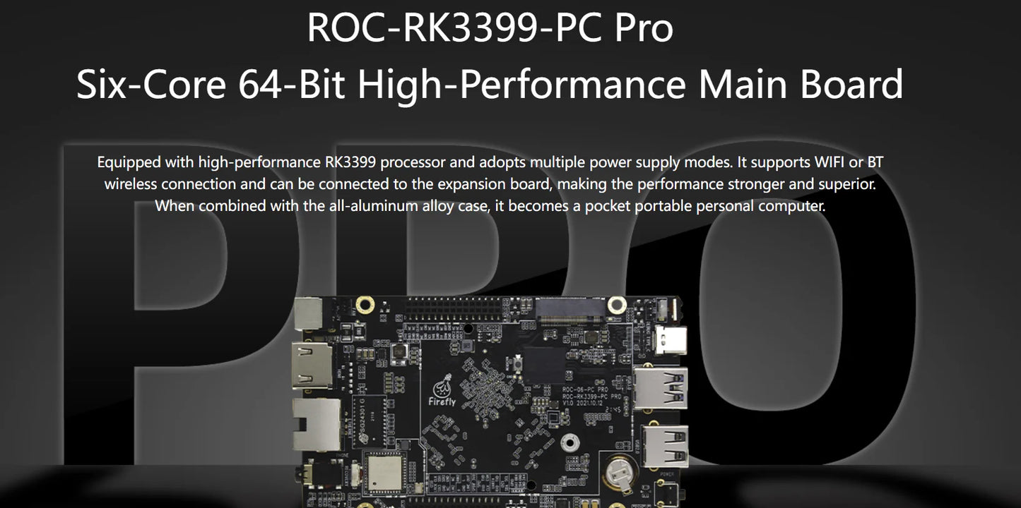 Custom ROC-RK3399-PC Pro Six-Core 64-Bit High-Performance Main Board Support Android Ubuntu MiniPC Manufacturer