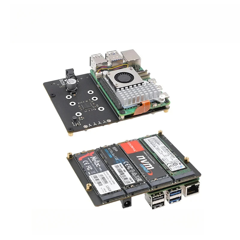 Custom X1011 PCIe To NVMe Shield Support Four 2280/2260/2242/2230 M.2 NVMe SSDs for Raspberry Pi 5 Custom