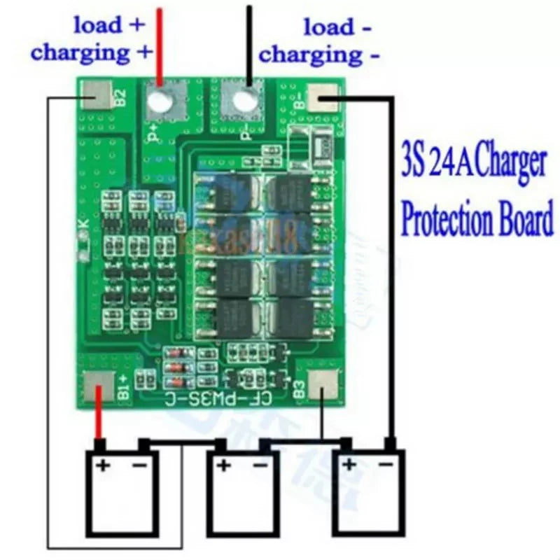 Custom 3S 24A Li-ion Lithium Battery 3.7V 18650 Charger Batteries Protection Board Green Module Manufacturer