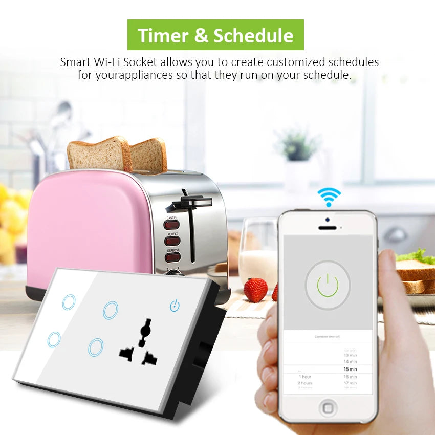 Custom Lonten TUYA with Alexa UM Type Wifi Socket Plug Universal Wifi Smart Socket Manufacturer