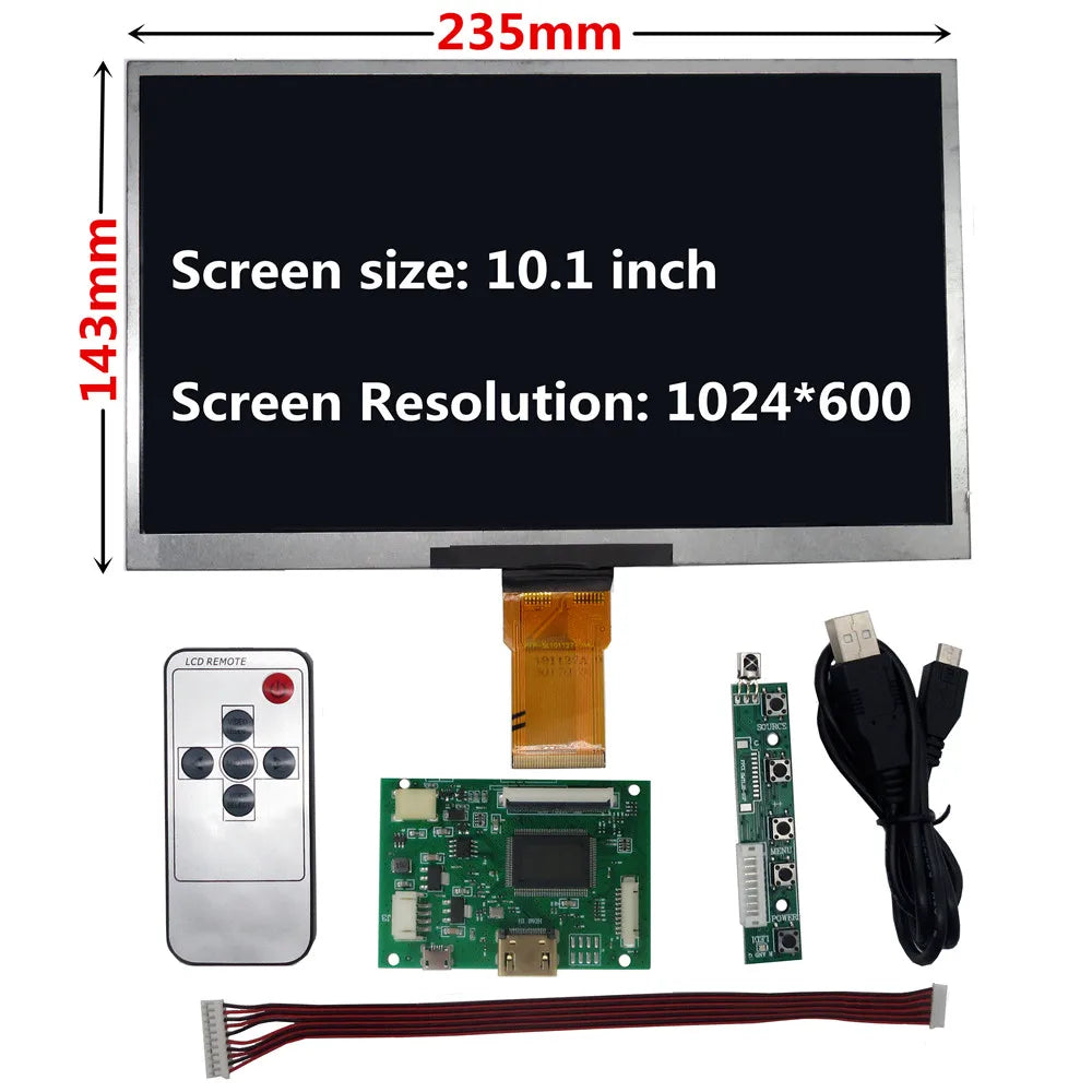 Custom 10.1 Inch 1024*600 HD-Compatible Screen LCD Display With Audio Driver Board Monitor For Raspberry Pi Banana/Orange Pi Computer Manufacturer