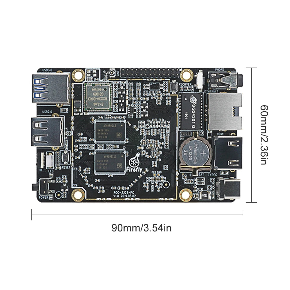 Custom Firefly ROC-RK3328-PC Mini PC RK3328 Quad-core Cortex-A53 64-bit Processor Mali-450 GPU Android/Linux RK3328PC Custom PCB Manufacturer