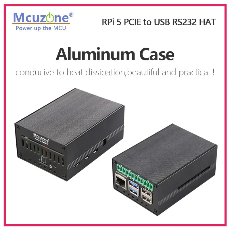 MP4232 Raspberry Pi 5 PCIE to USB RS232 HAT with 3*USB2.0 Driver Free Custom Case-Electronic Components