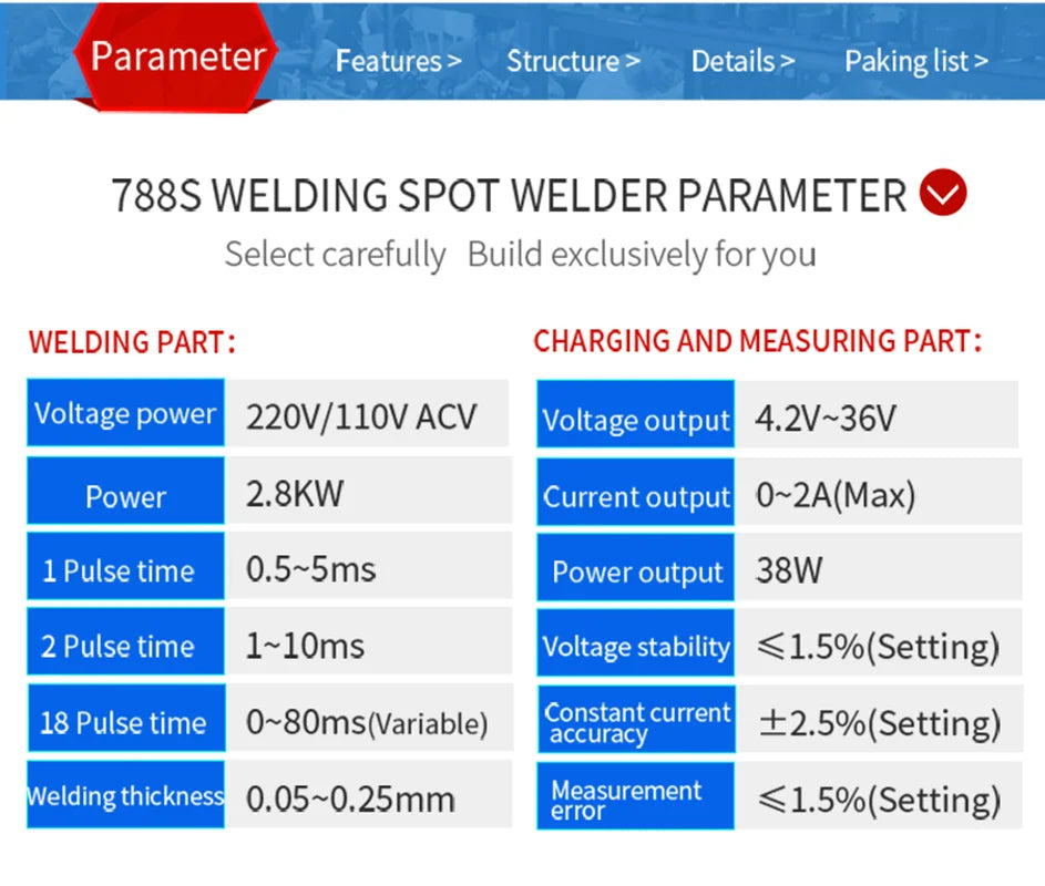 Custom 788S 110V/220V 2.8KW 3 in 1 Battery Spot Welding Charging Test Combination Machine 18650 Lithium Battery Handheld Small B Manufacturer