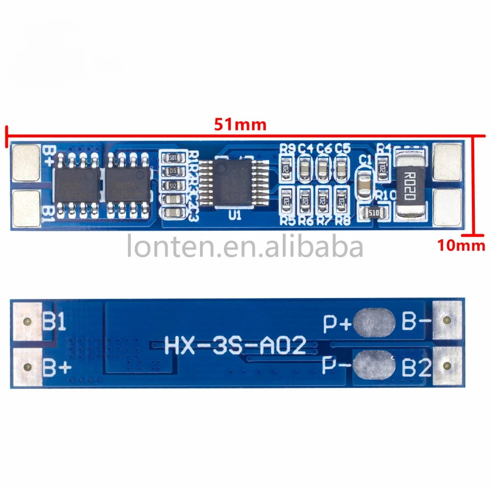 Custom 3S 12V 8A  Li-ion 18650 Lithium Battery Charger Protection Board  11.1V 12.6V  10A BMS Charger Protection Board Manufacturer
