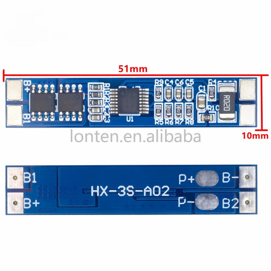 Custom 3S 12V 8A  Li-ion 18650 Lithium Battery Charger Protection Board  11.1V 12.6V  10A BMS Charger Protection Board Manufacturer