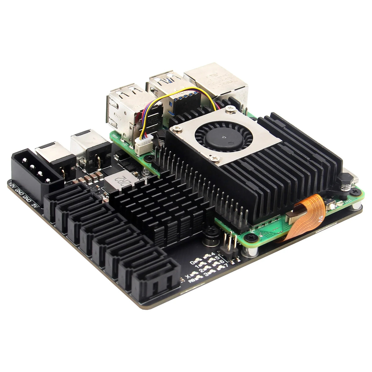 X1017 8 Port SATA Expansion Board with Dual Power Input for Raspberry Pi 5