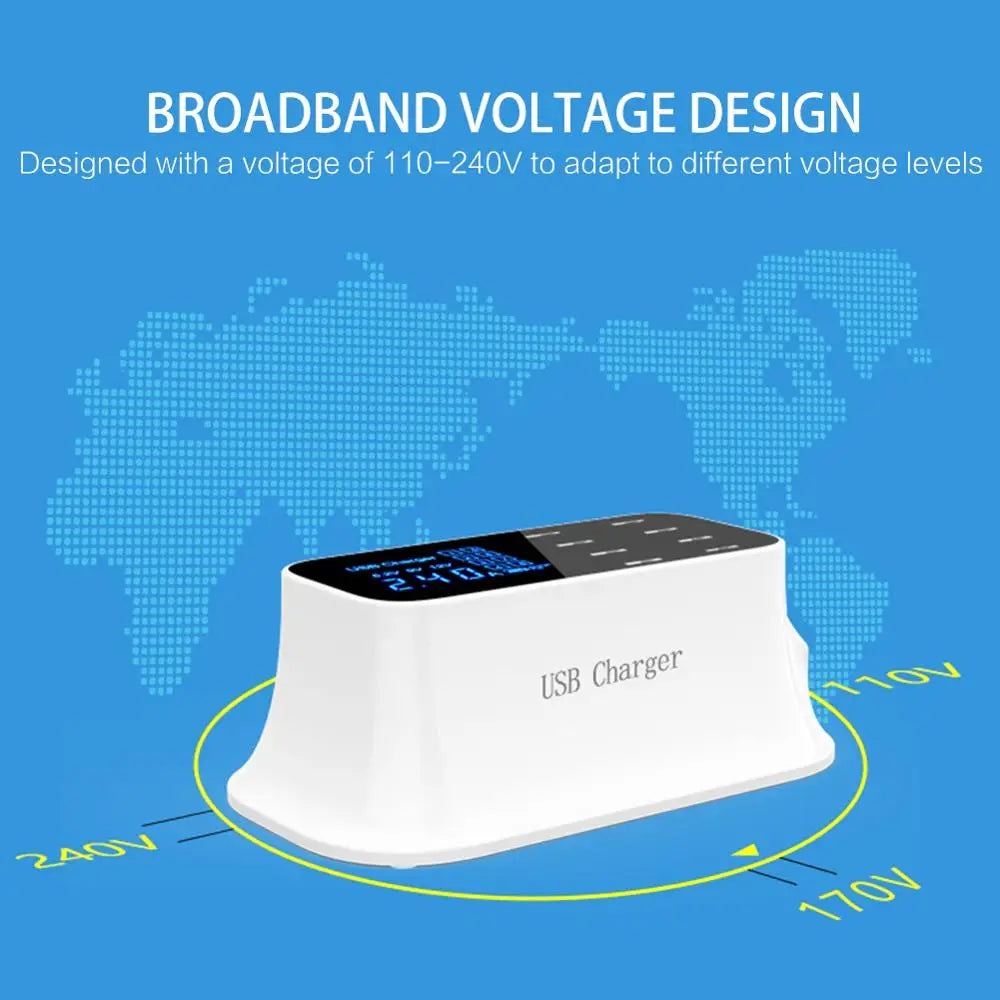 Custom Lonten Quick Charge 3.0 Smart USB Charger Station Led Display Fast Charging Power Adapter Desktop Strip Mobile Phone USB Manufacturer