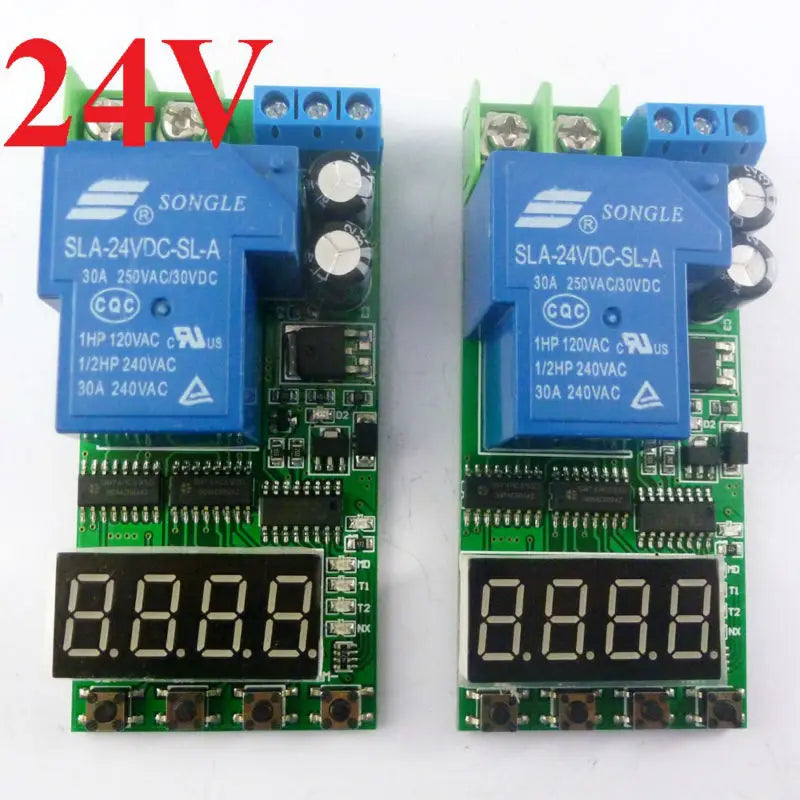 Custom OEM IO23C01_24V*2 2PCS DC 24V 30A 2.5-24V High Trigger Cycle Timer Time Delay Relay Switch Board for Power Supply Charging modul Manufacturer